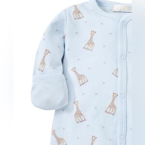 Kissy Kissy Sophie La Girafe Blue Print Footie Baby Boy Preemie Pima Cotton